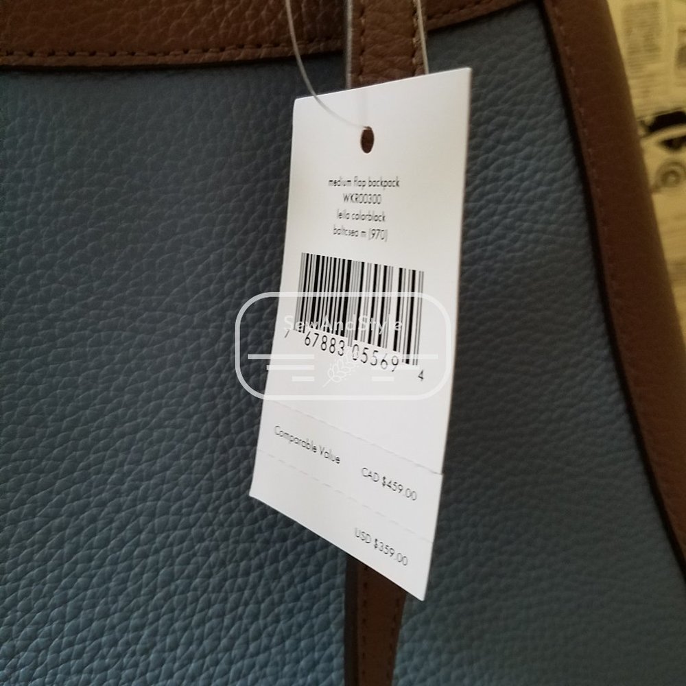 Kate Spade NWT Baltic Sea Blue Tan Leila Backpack - Picture 8 of 11